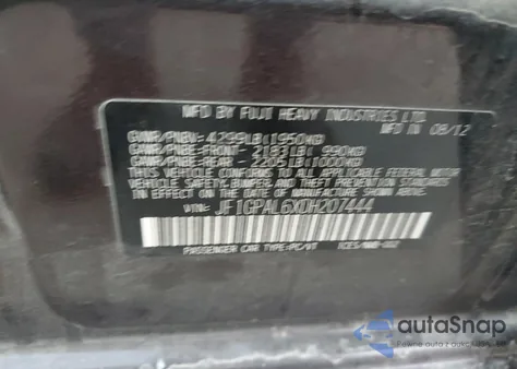 2013 Subaru Impreza Sport Premium из США, поврежденный, VIN JF1GPAL6XDH207444